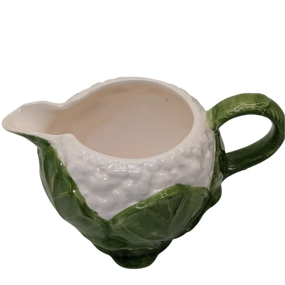 Vintage Fitz and Floyd Creamer Garden Vegetable Majolica Pottery Cauliflower